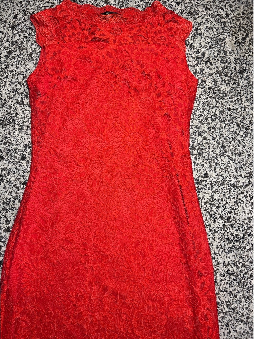 Onzino Womens Small Red Floral Lace Sleeveless Bodycon Party Dress Sheath S - Picture 15 of 15
